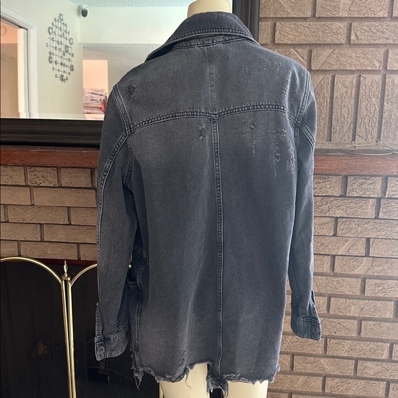 Free People Charcoal Denim Jacket oversized - Picture 8 of 11